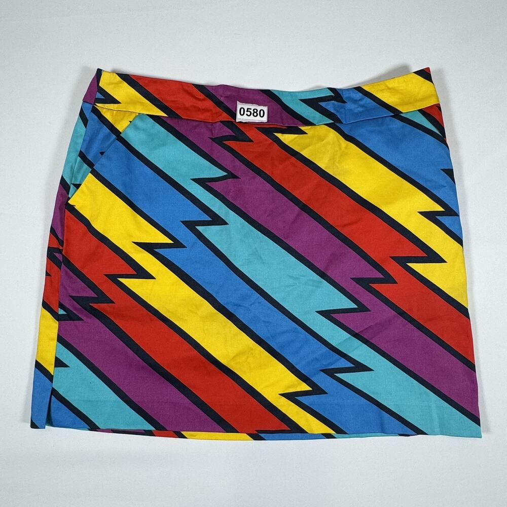 LoudMouth Womens Golf Skort Yellow/Purple/Red/Blue Lightning Bolt Pockets 12